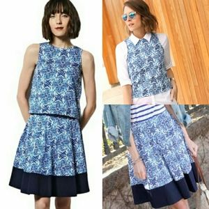 Milly Blue Paisley Set/2 Skirt & Top Blue Sz M